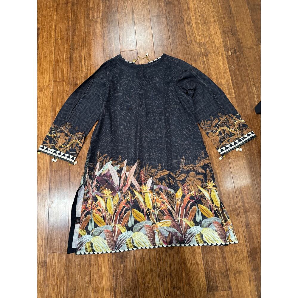 J. Pret by Junaid Jamshed Black Printed Kurta Lawn Tunic Size L Ethnic Pakistan - Picture 10 of 11